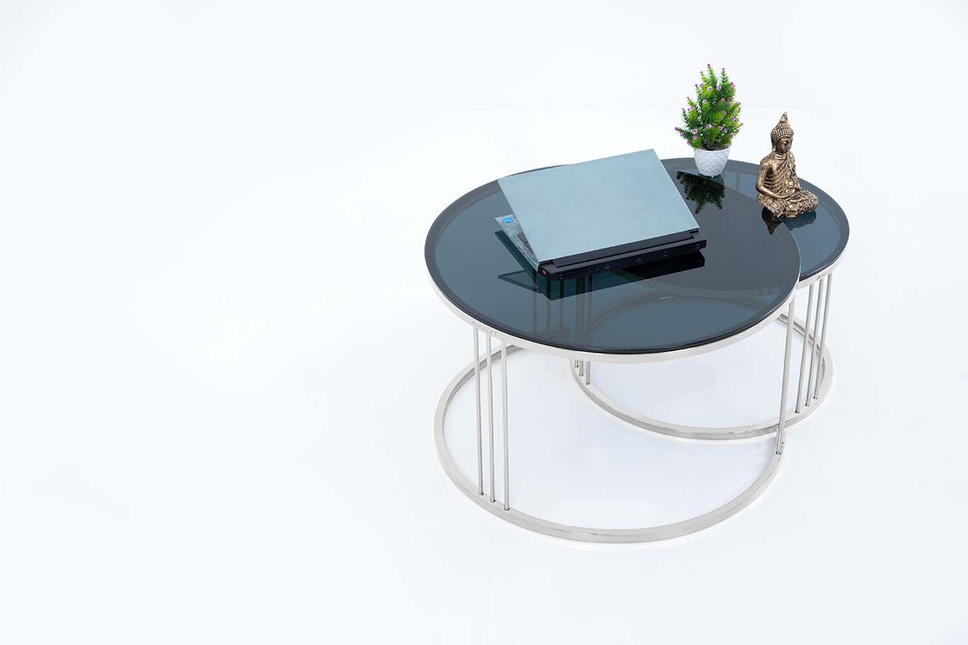 Round Coffee Table Nesting Table Centre Table Set of 2