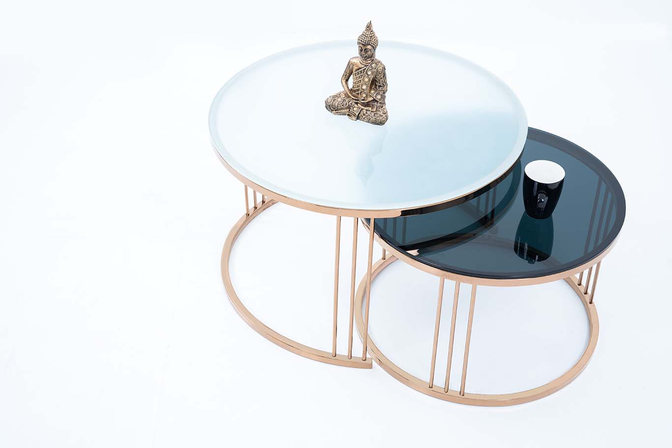 Round Set of 2 Coffee Table for Living Room Décor Furniture