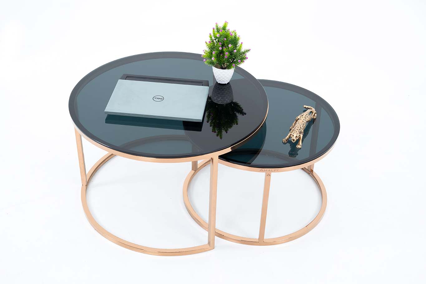 Dream Arts Round Coffee Table Set of 2, Modern Side Tables  