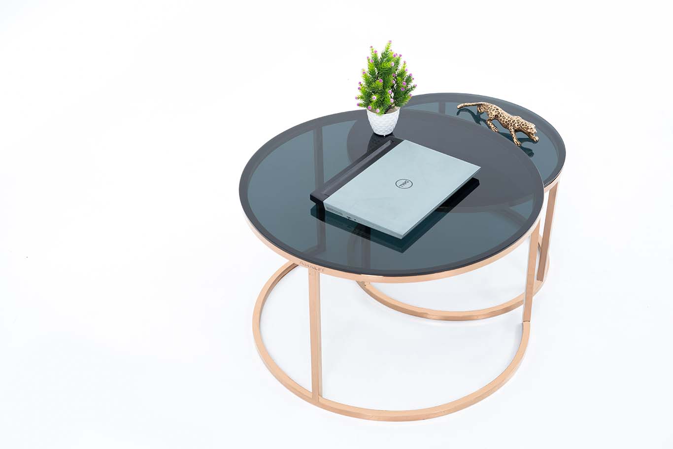 Dream Arts Round Coffee Table Set of 2, Modern Side Tables  