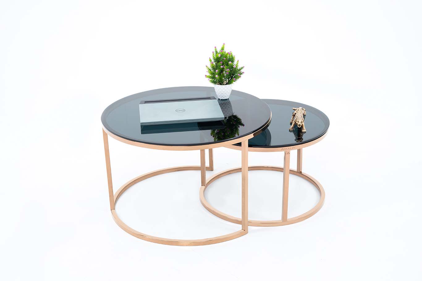 Dream Arts Round Coffee Table Set of 2, Modern Side Tables  