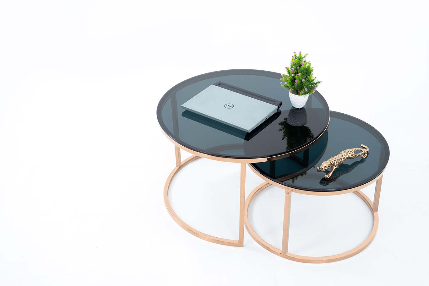 Dream Arts Round Coffee Table Set of 2, Modern Side Tables  
