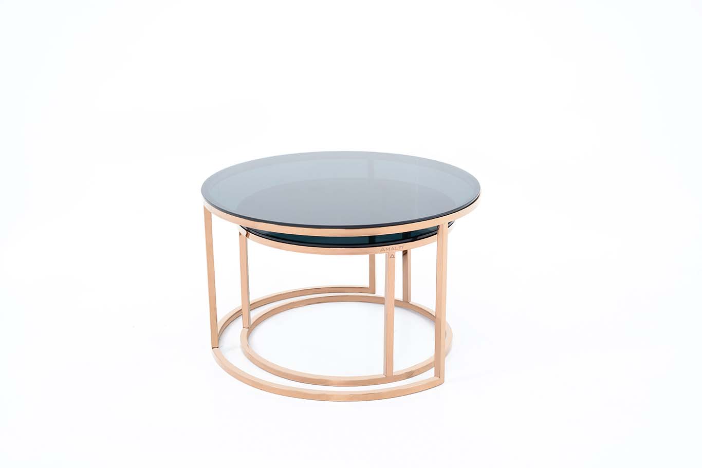 Dream Arts Round Coffee Table Set of 2, Modern Side Tables  