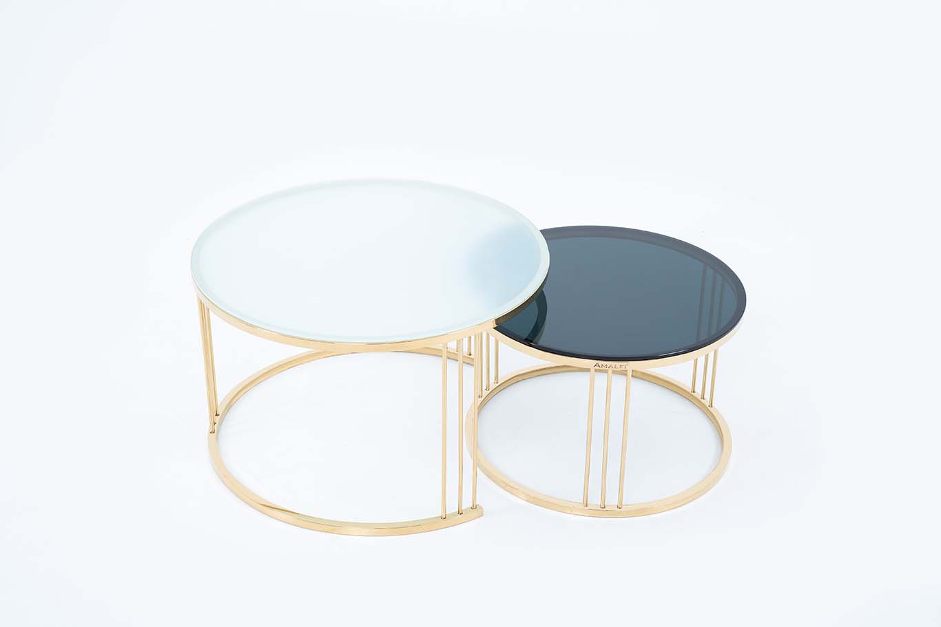 Dream Arts Round Coffee Table Set of 2, Modern Side Tables  