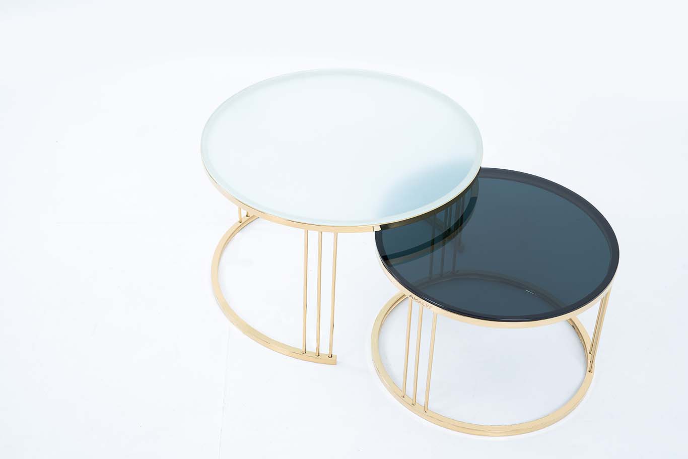 Dream Arts Round Coffee Table Set of 2, Modern Side Tables  