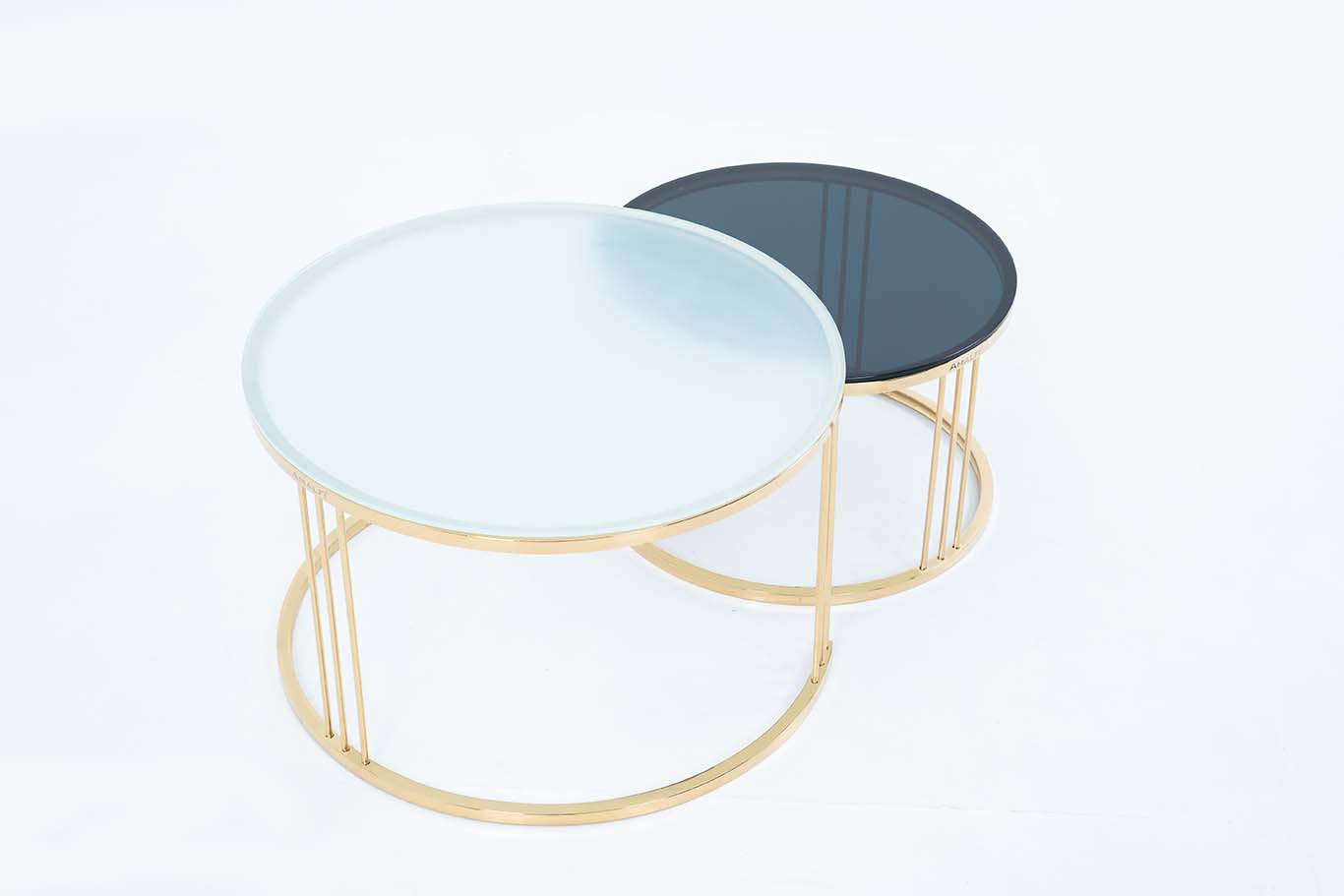 Dream Arts Round Coffee Table Set of 2, Modern Side Tables  