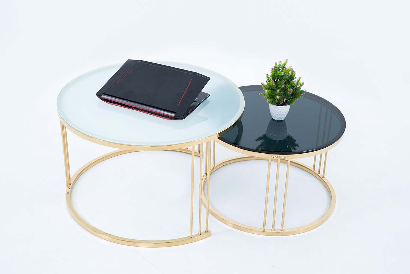 Dream Arts Round Coffee Table Set of 2, Modern Side Tables  