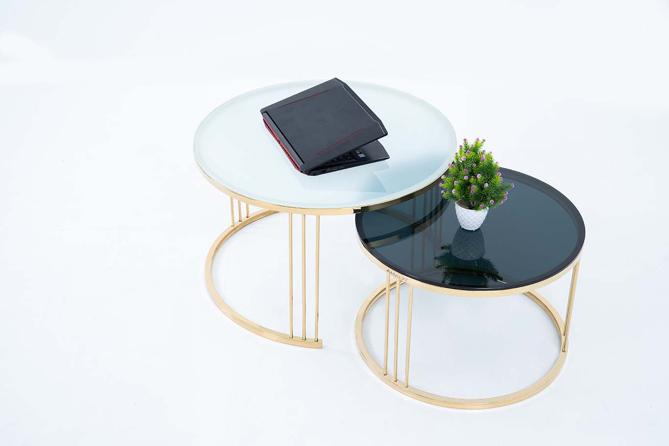 Dream Arts Round Coffee Table Set of 2, Modern Side Tables  