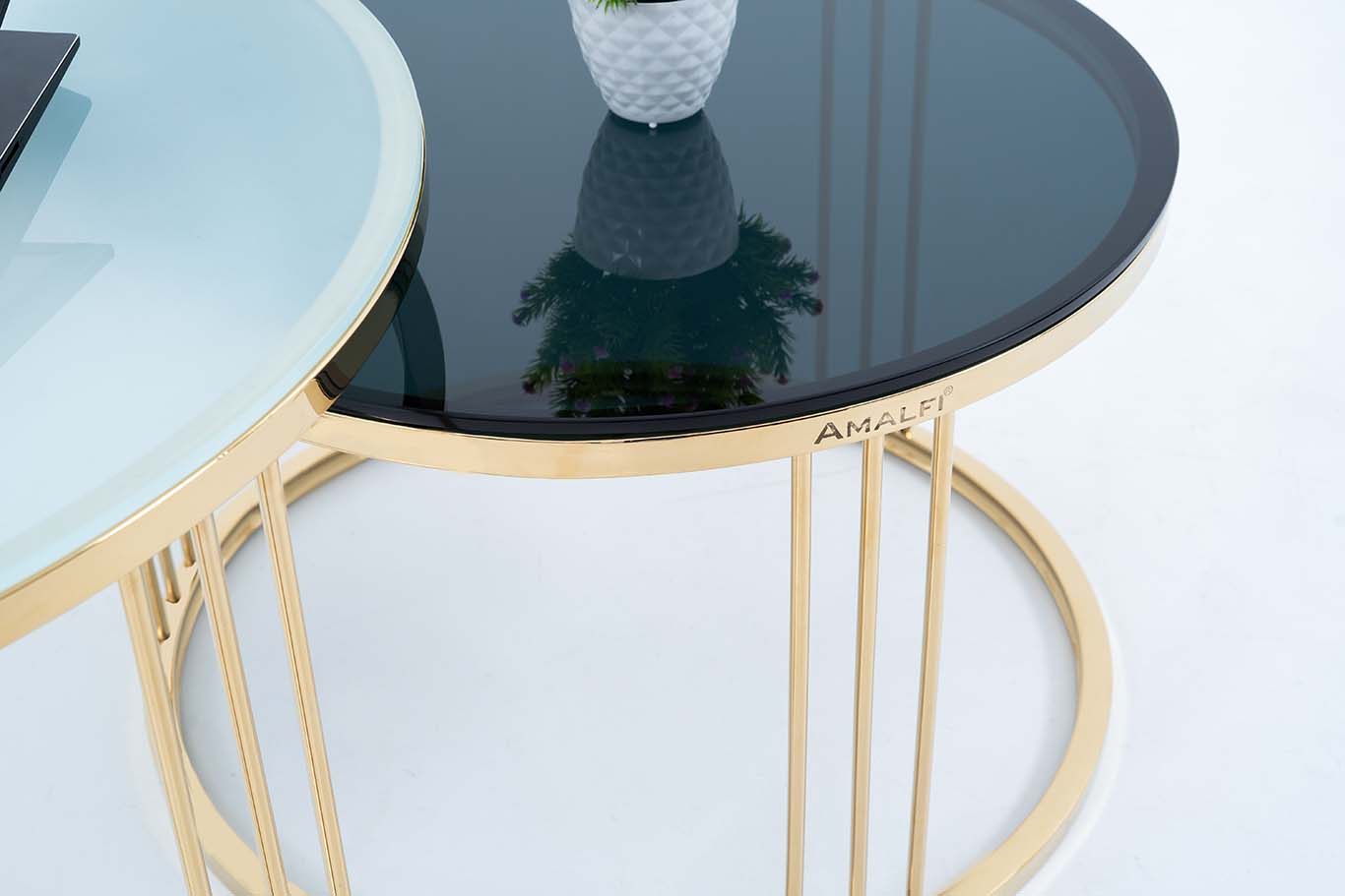 Dream Arts Round Coffee Table Set of 2, Modern Side Tables  